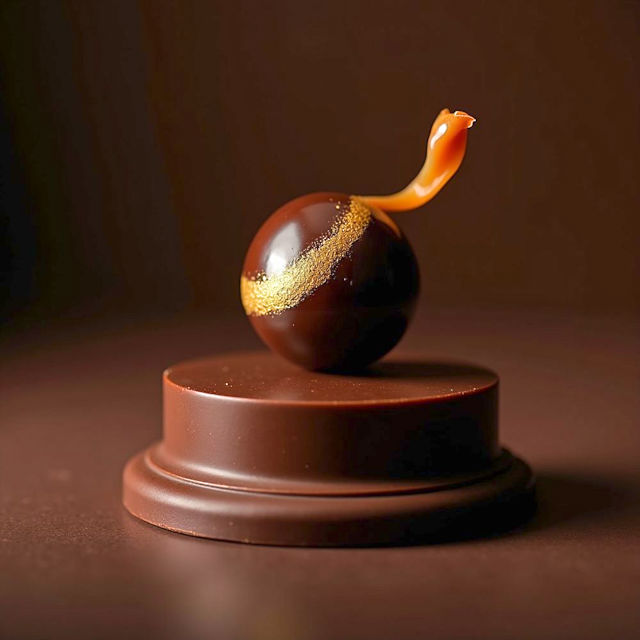 Bombón con detalle en oro sobre pedestal
