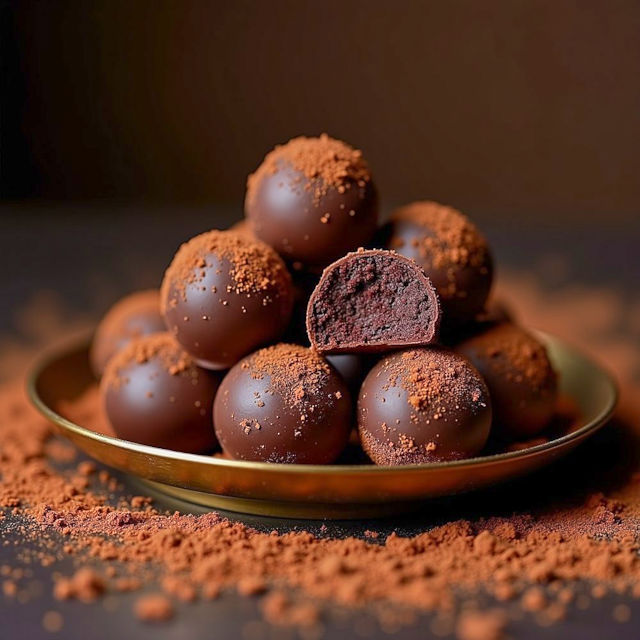 Trufas artesanales espolvoreadas con cacao